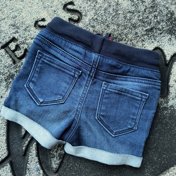 Toddler Girls Cat & Jack Denim Stretch Shorts Cuffed Drawstring Size 18 Months - Picture 5 of 5